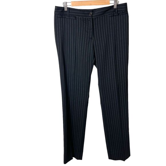 Dolce & Gabbana Pinstripe Trouser Pants Virgin Wool Straight Leg Black 46 US 10 - Picture 1 of 15